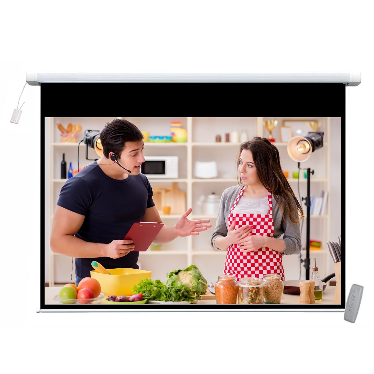 NP Tech| Nptech 100-inch (7ft x 5ft) 4:3Aspect Ratio Electric Motorized ...